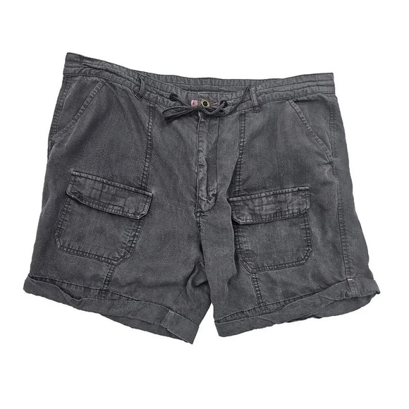 Sundance Cargo Cuffed High Rise Cargo Shorts Tencel Gray Size 16 Pockets - Picture 1 of 9